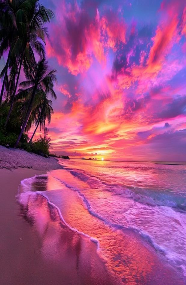 Pink Beach Sunset Wallpaper
