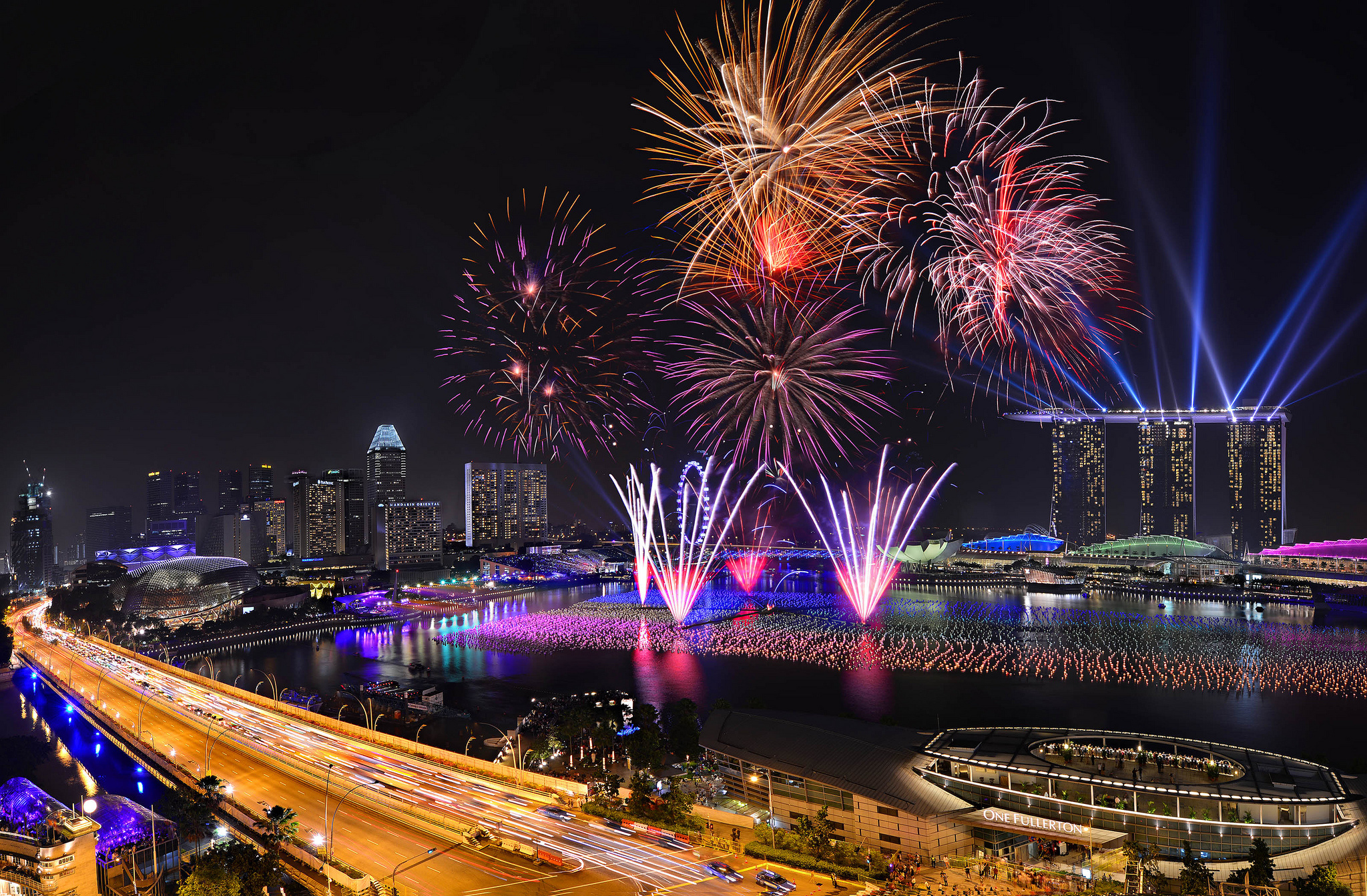 Singapore fireworks night 2014 new year wallpaper