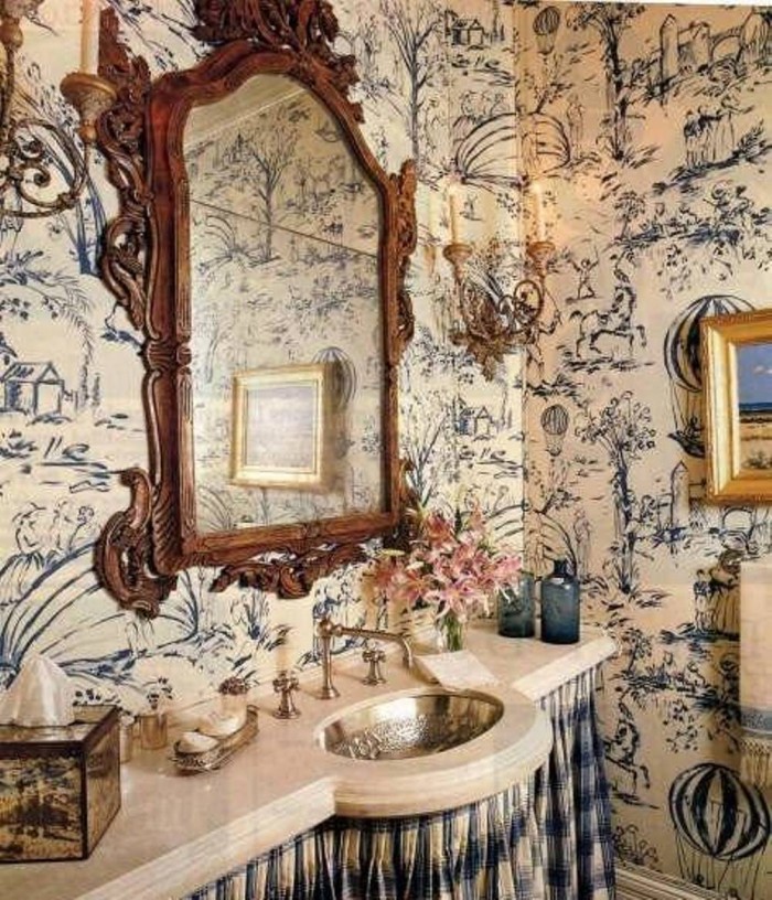 Country French Style Interior Powder Room Home Design And Decor