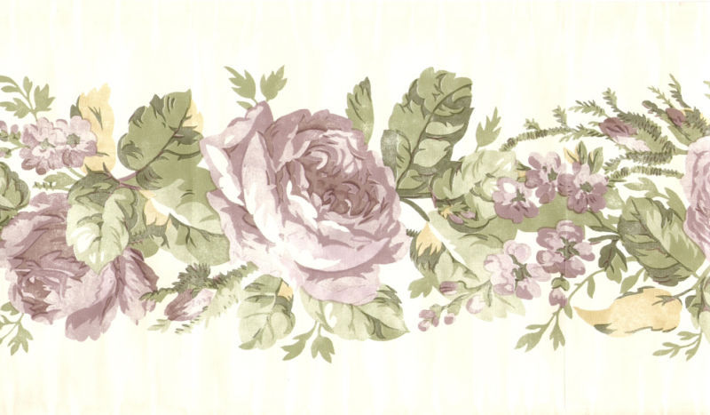 Free Download Victorian Lavender Roses On Beige Wallpaper Border Wall