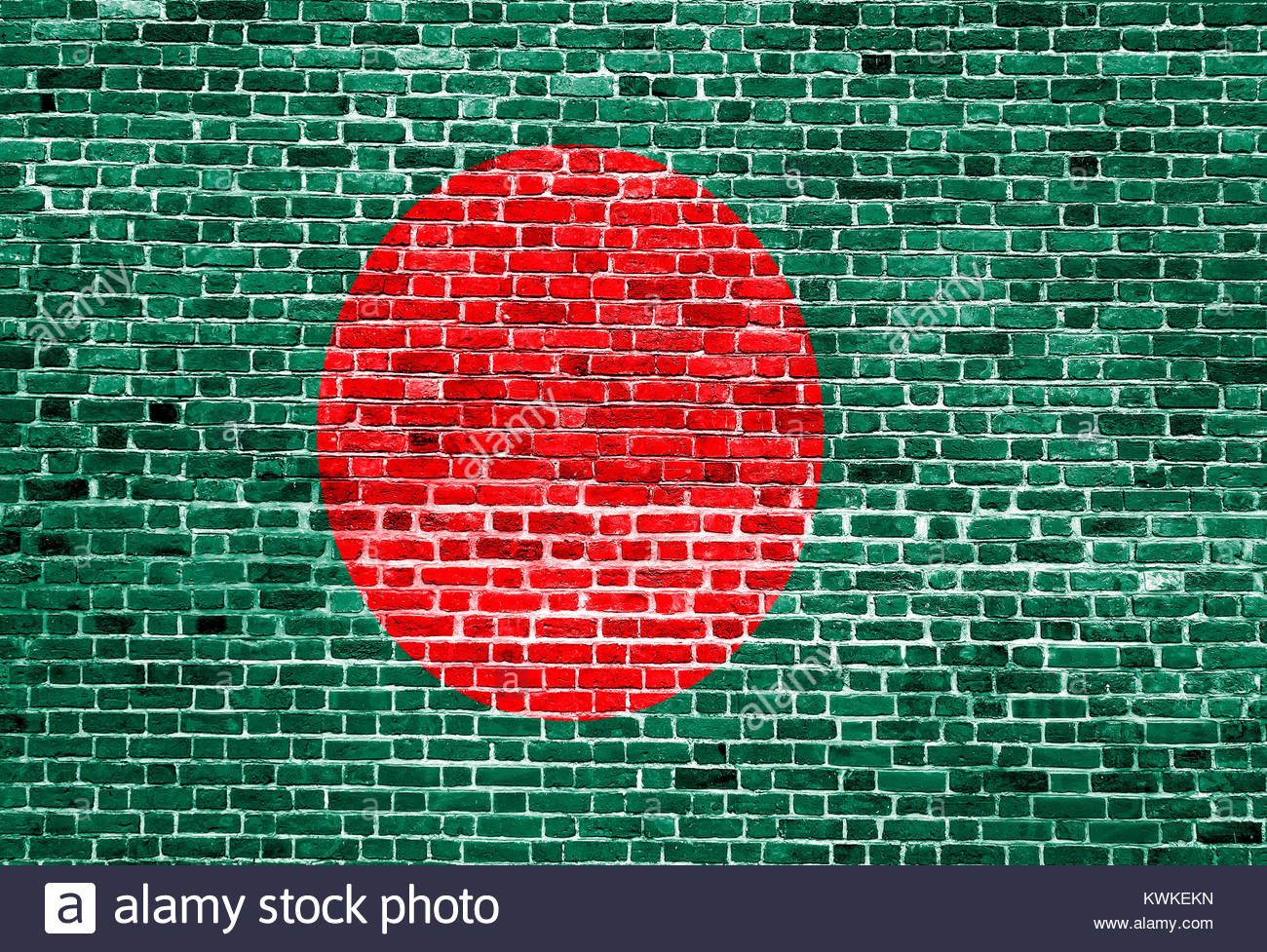 Flag Of Bangladesh Painted On Brick Wall Background Texture Stock