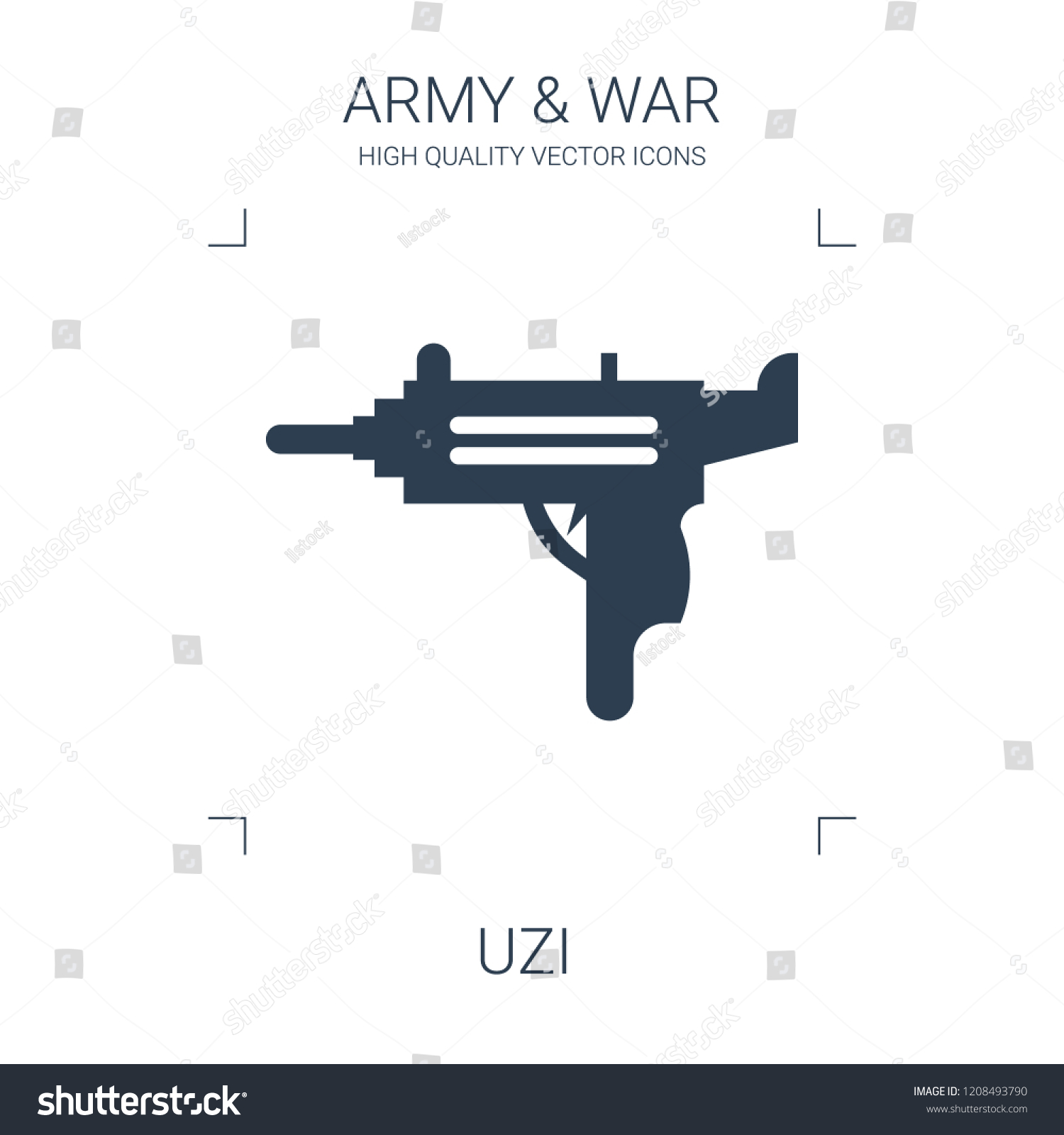 Uzi Icon High Quality Filled Stock Vector Royalty