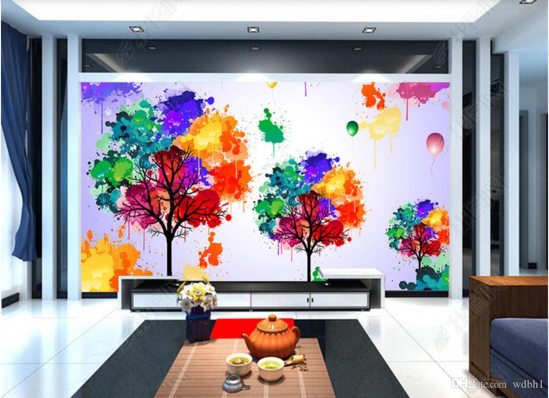 3d Wallpaper Custom Photo Mural Colorful Tree Tv Background Wall