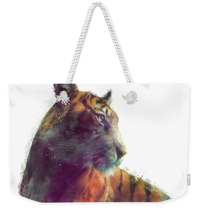 Tiger Solace White Background Weekender Tote Bag For Sale By