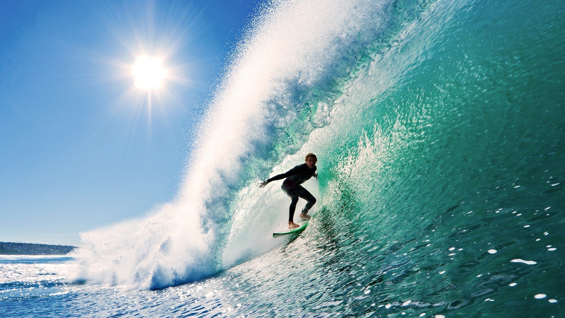 Sun Sky Surfing Wave HD Wallpaper