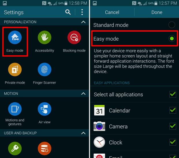  and the quick 3 4 steps needed to enable Easy Mode on the Galaxy S5