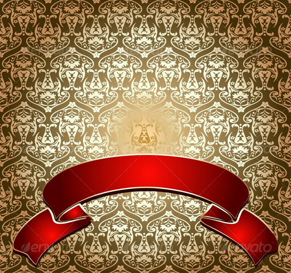 Red Banner Over Gold Wallpaper Vectors Decorative Background