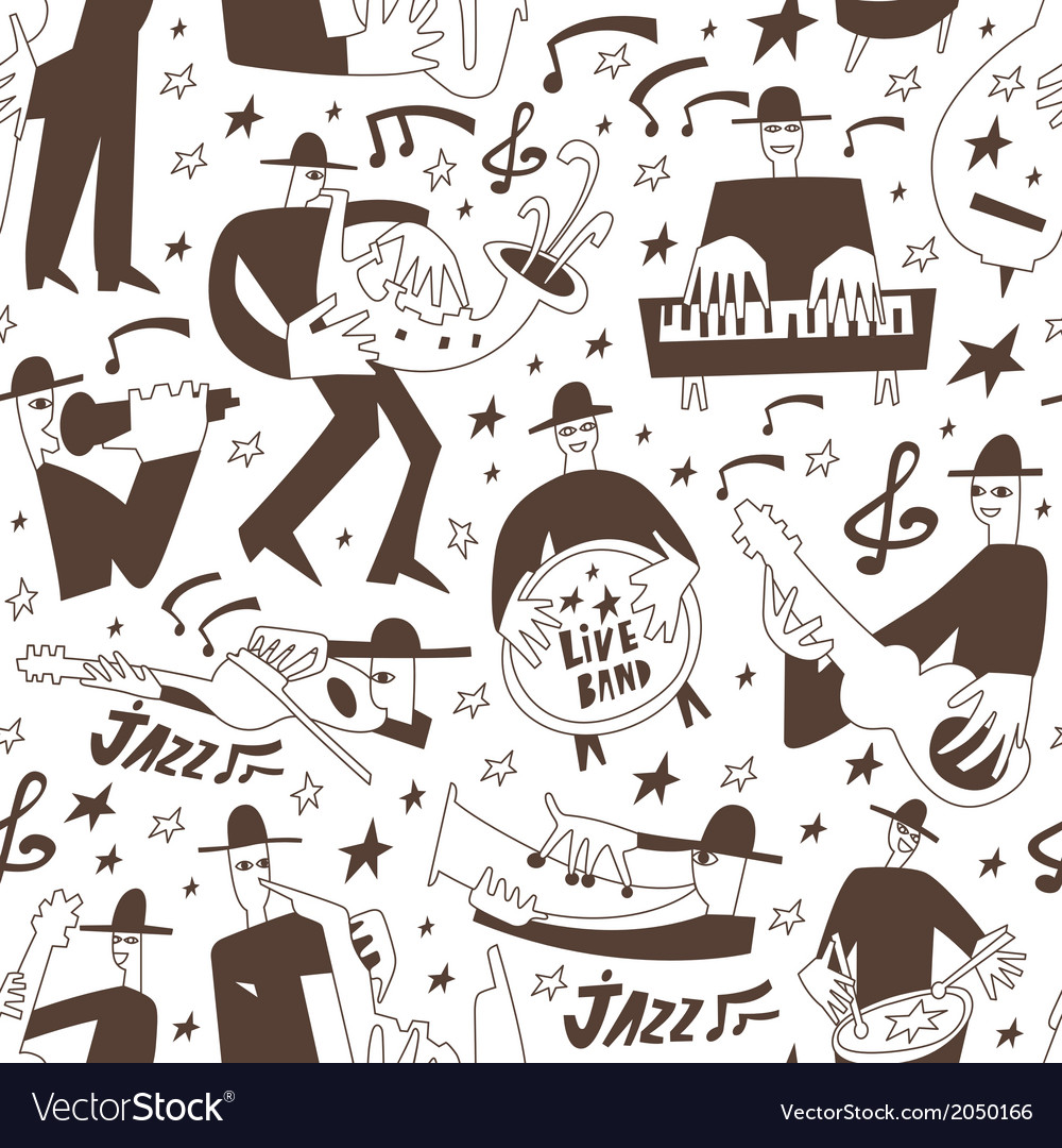 Jazz musicians seamless background Royalty Free Vector