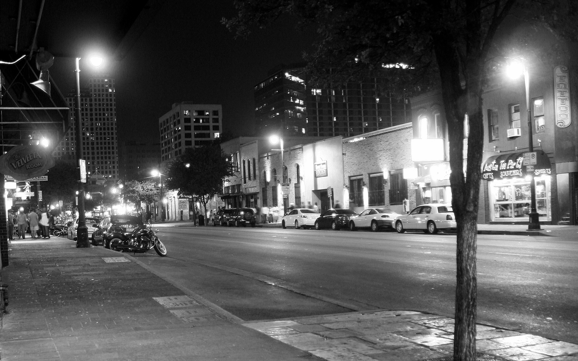 city night bikes grayscale monochrome cities blackandwhite street HD