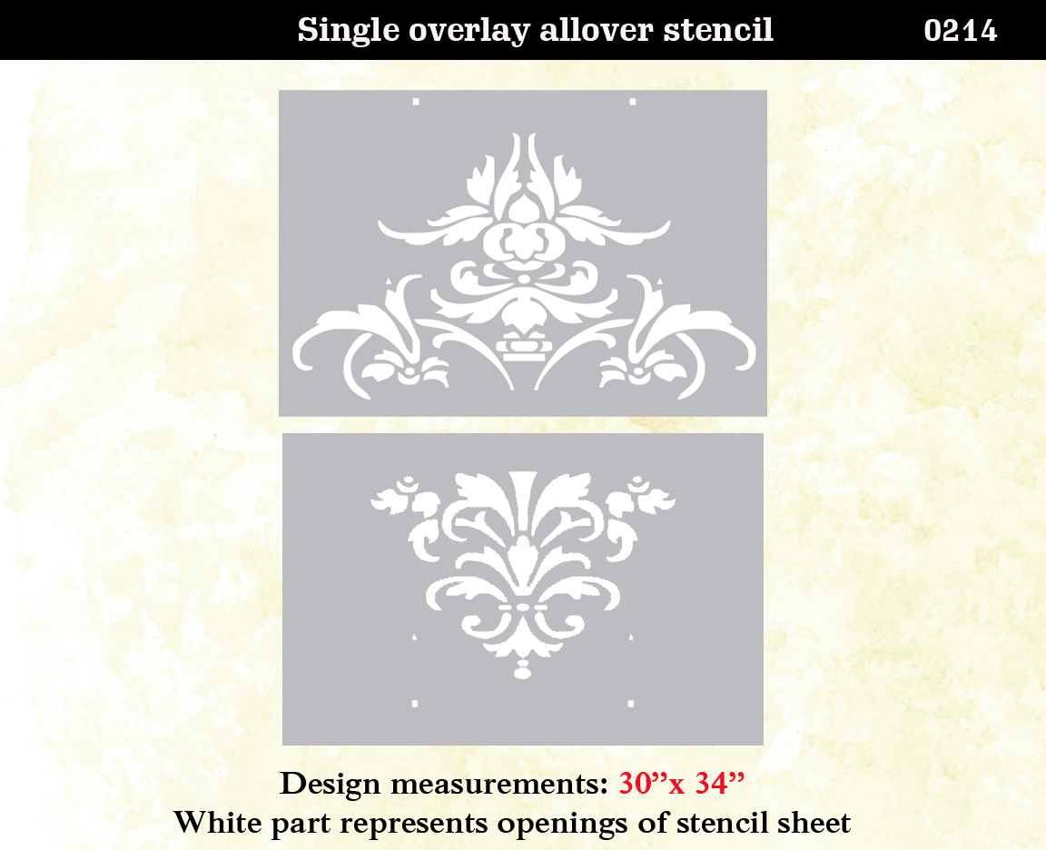 Wall Stencil Damask Extra Large Allower Pattern Wall Room Decor Made