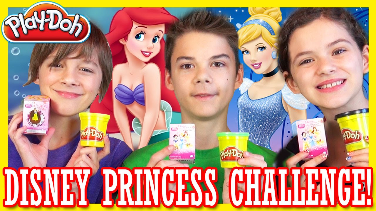 Disney Princess Play Doh Challenge Ariel Belle Cinderella