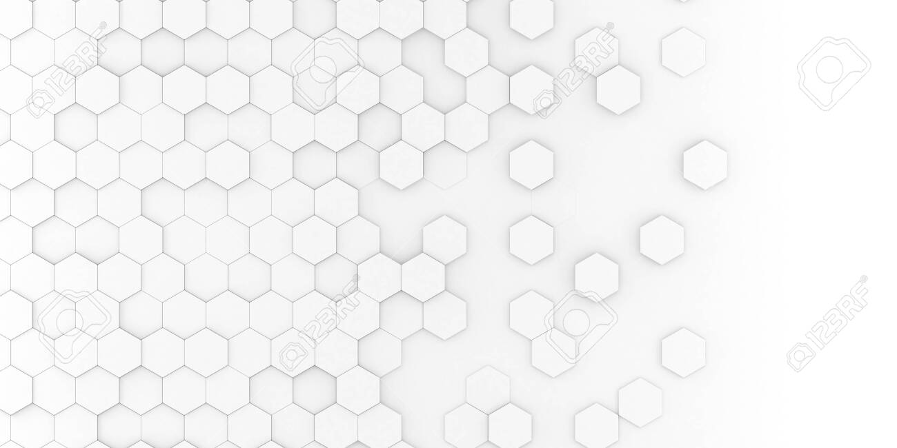 Bright White Abstract Hexagon Wallpaper Or Background 3d Render