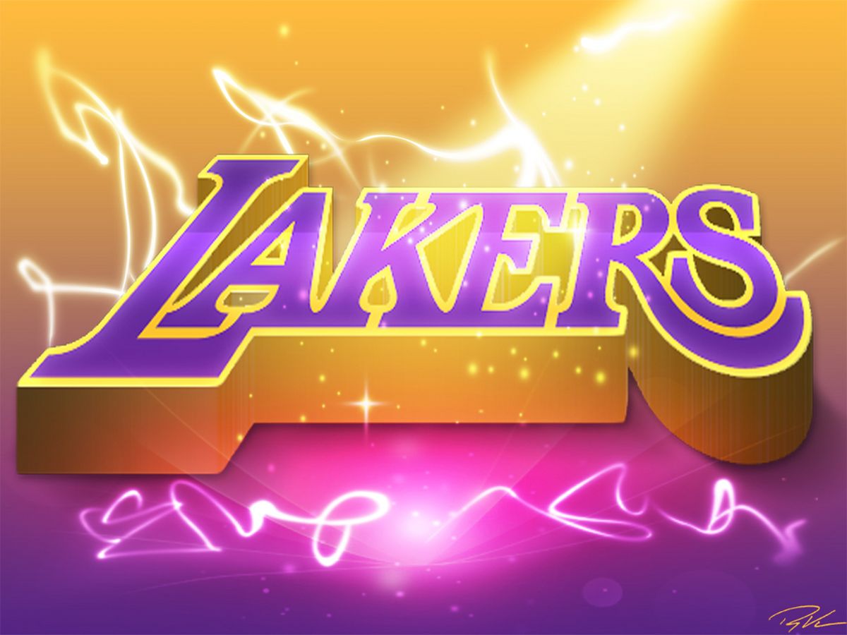 Lakers Text Logo Nba Basketball Wallpaper