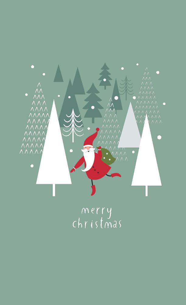 Christmas Aesthetic Wallpaper Santa On Sage Green Idea