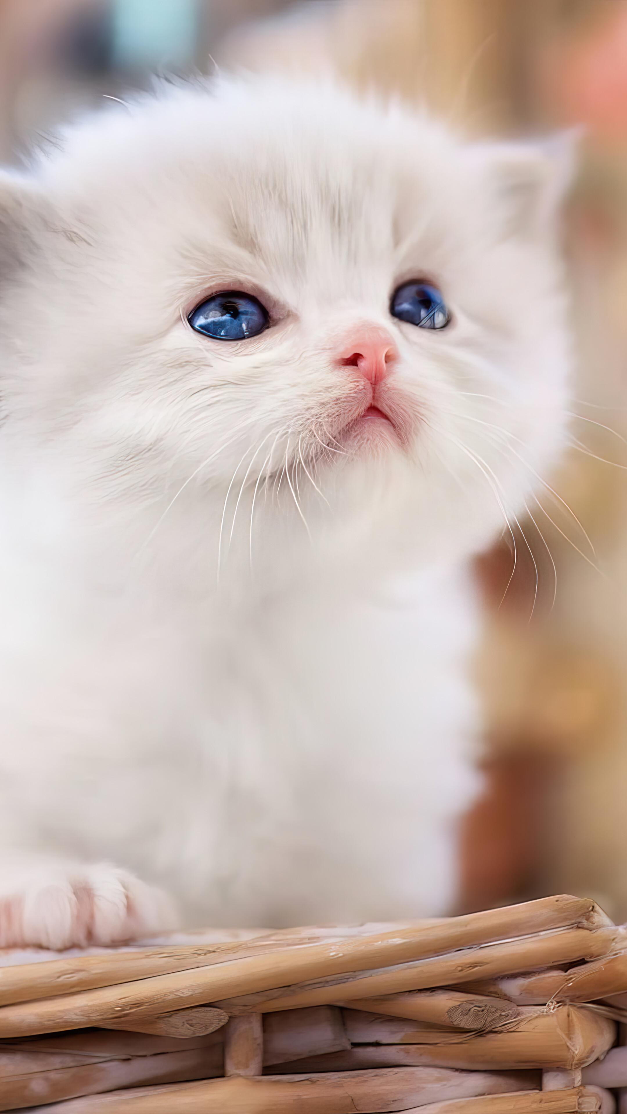 Cute White Cat 4k Phone iPhone Wallpaper 334a