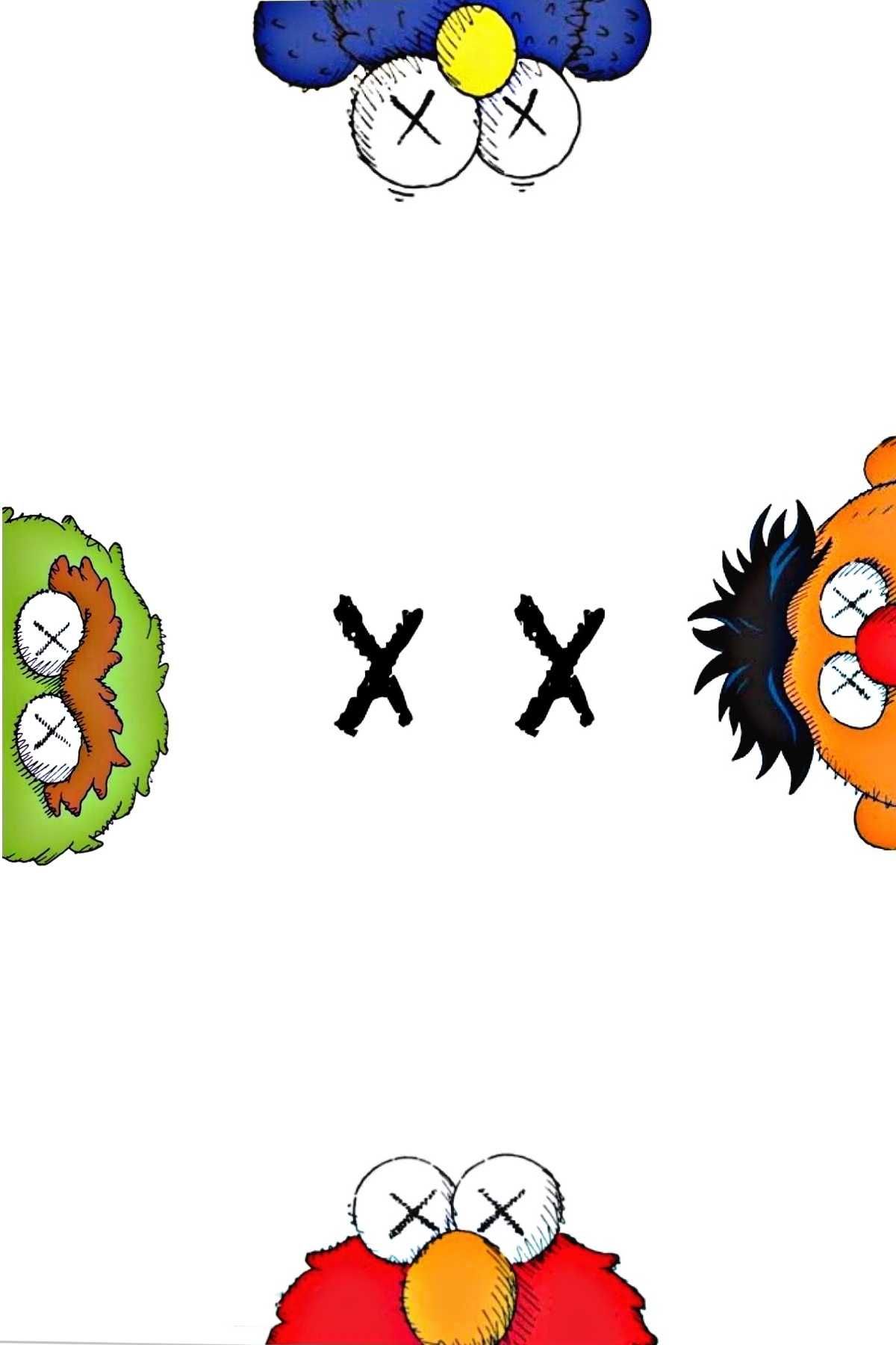 KAWS x Sesame Street characters wallpaper