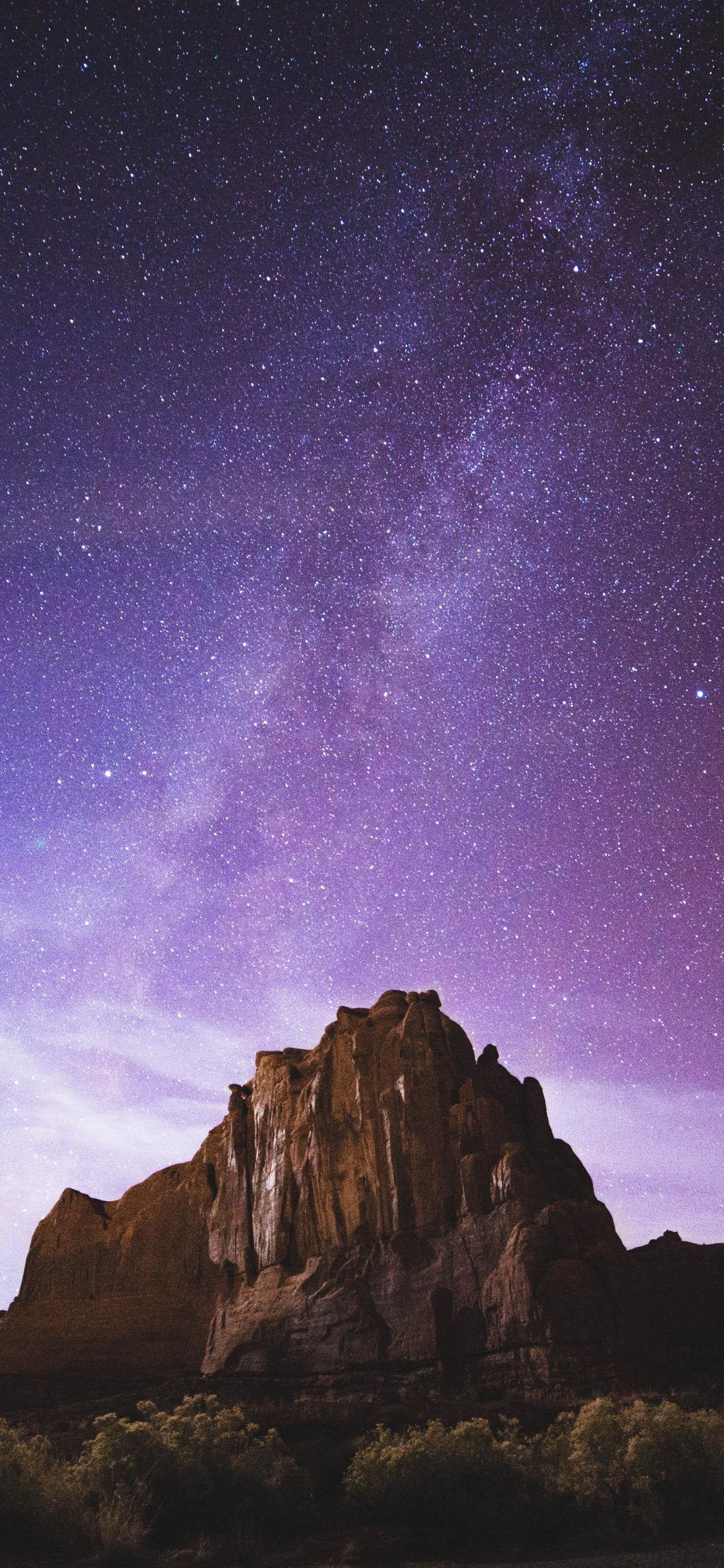 Rocks Milky Way Desert Purple Sky Night