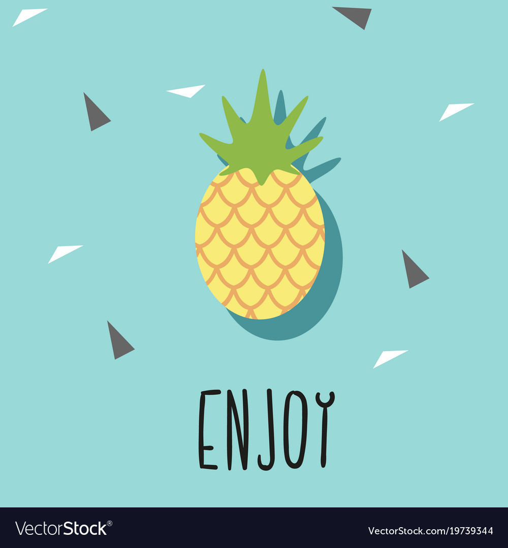 Enjoy Pineapple Blue Background Image Royalty Vector