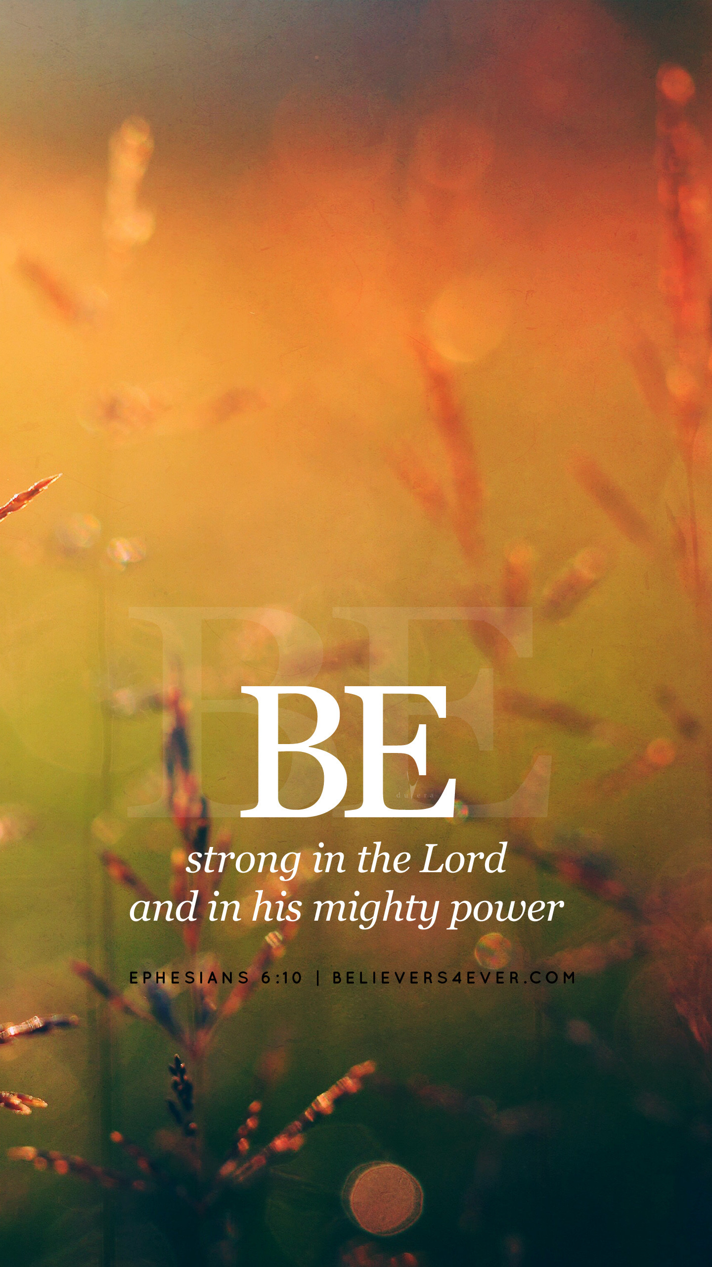 A scenic nature background with the Bible verse from Ephesians 6:10: 