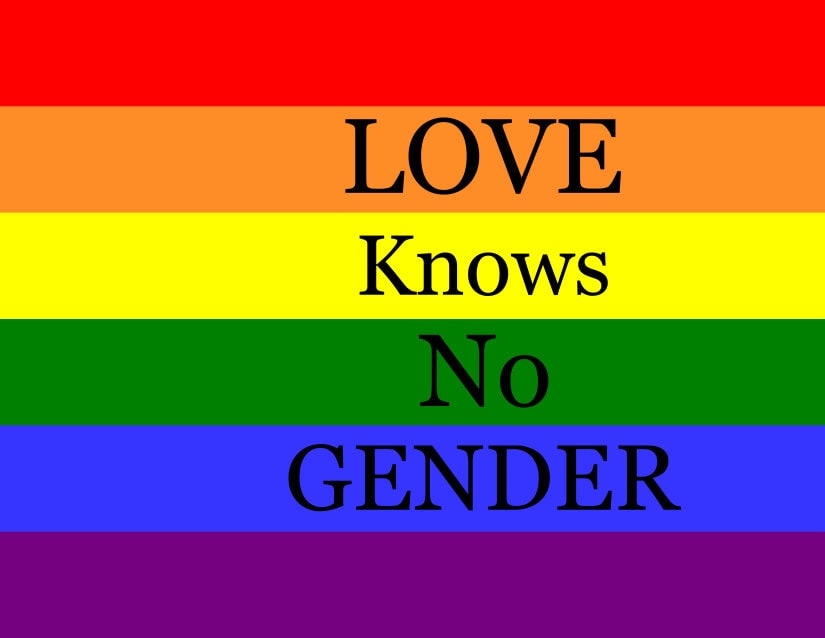 Lgbtq Love Knows No Gender Gay Pride Rainbow Flag Wallpaper