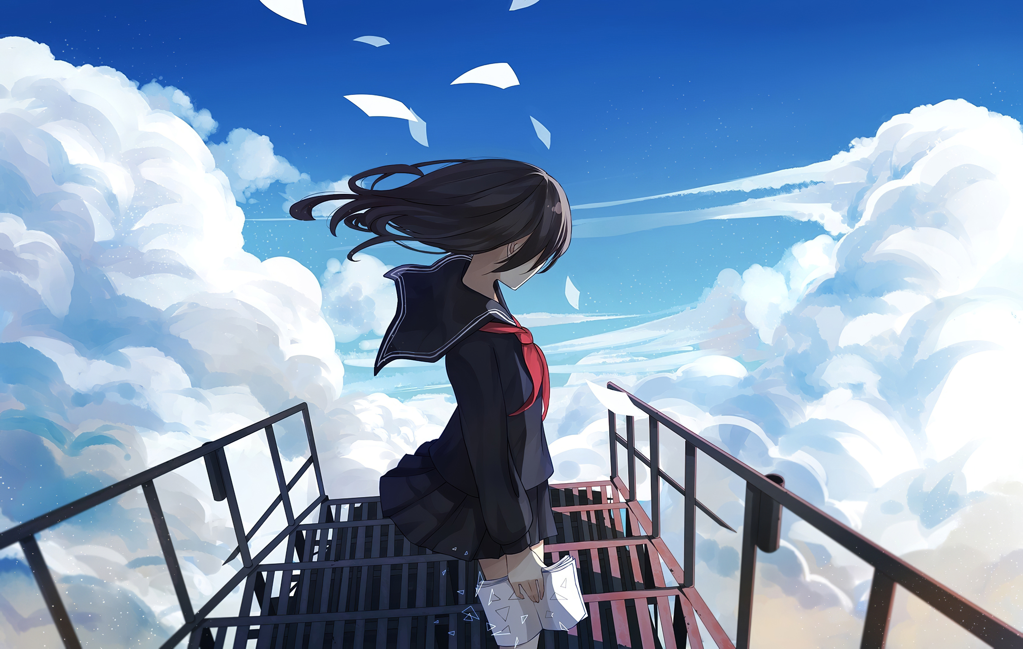 Anime Girl Sky 4k Wallpaper HD Image