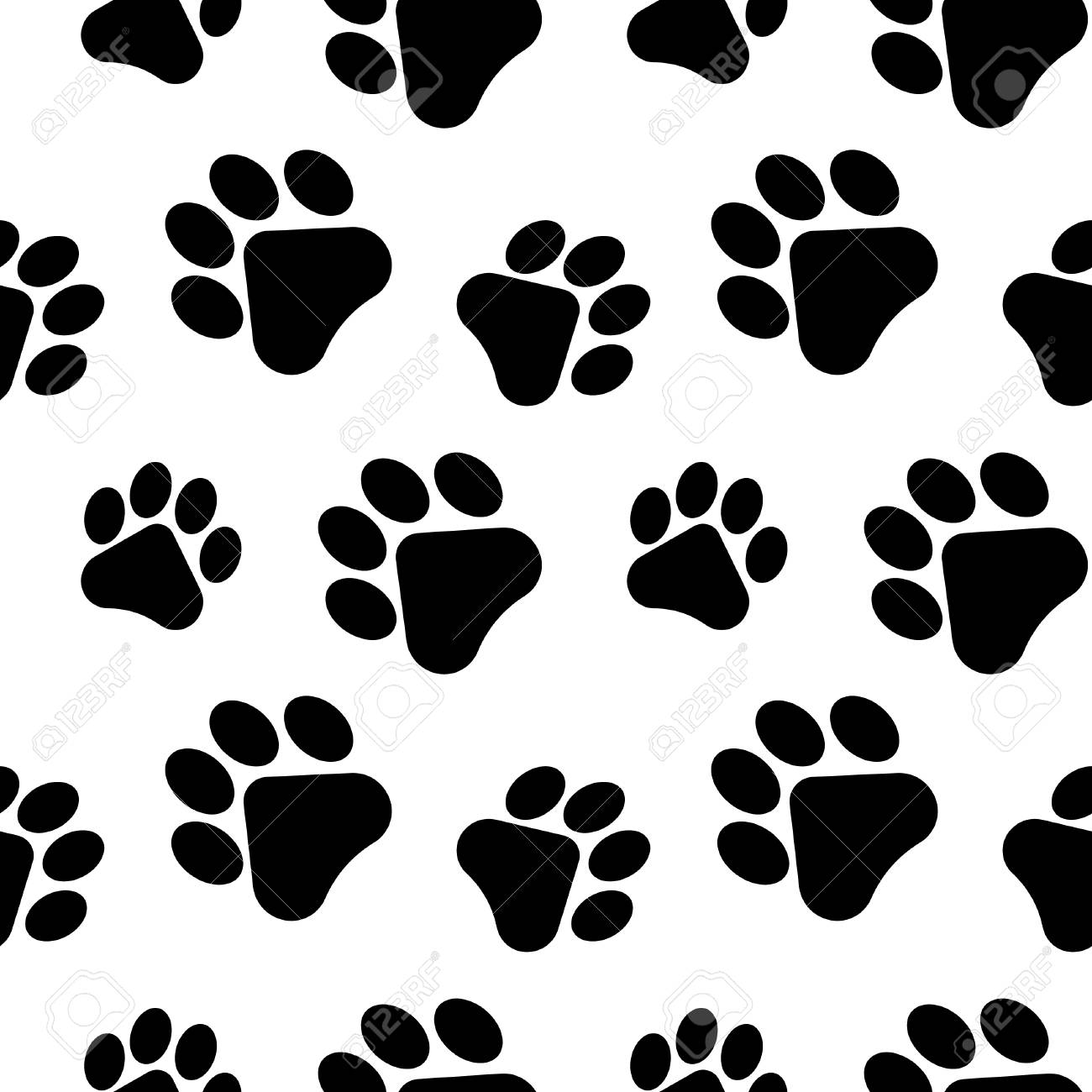 Dog Paws Seamless Pattern Pets Background Vector Illustration