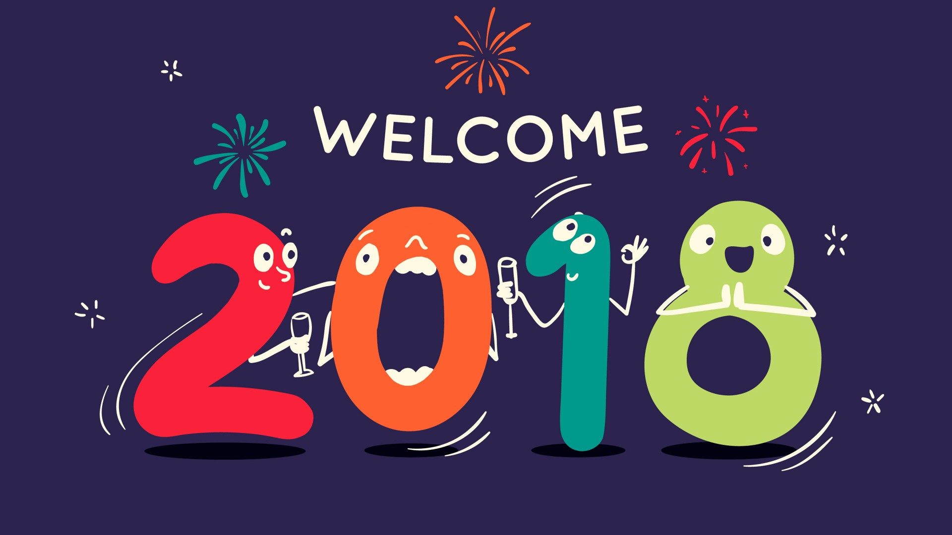 2018 Happy New Year Welcome Hd Wallpaper   Wallpapersfanscom 1920x1080