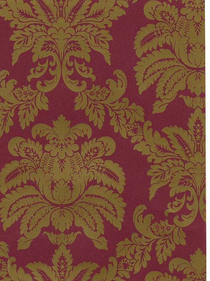 Burgandy And Gold Damask Wallpaper From The Stripes Toile