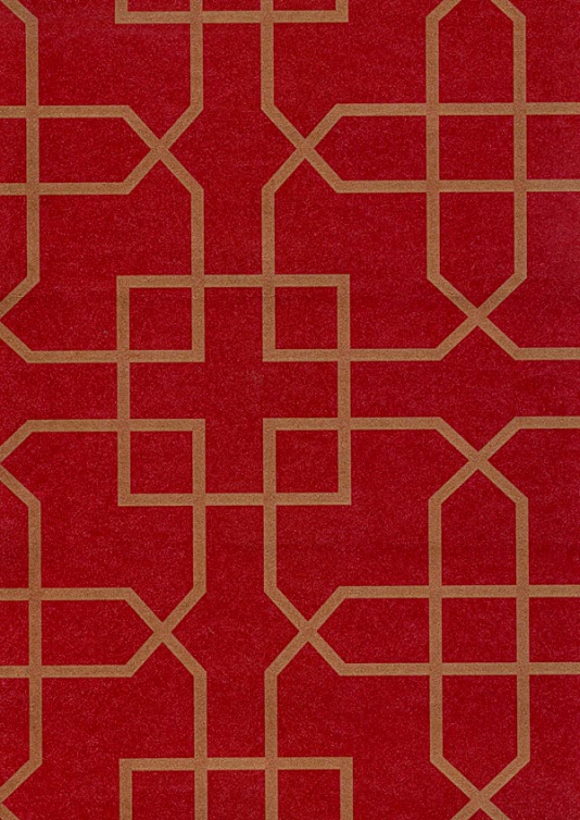 Siam Trellis Wallpaper Red With Gold Design