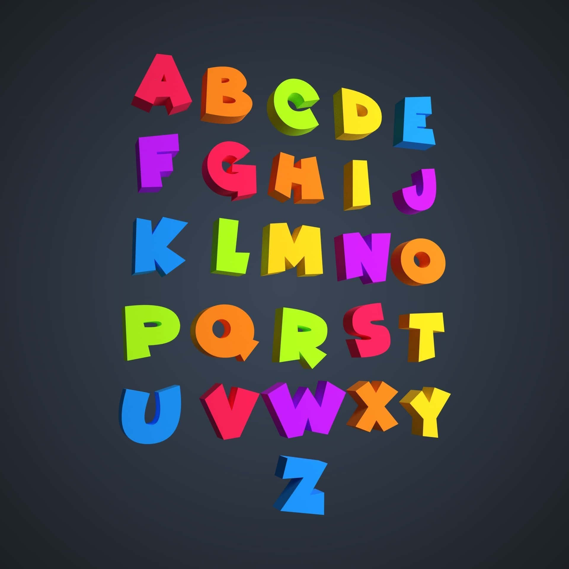 Colorful Alphabets In 3d On A Black Background Wallpaper