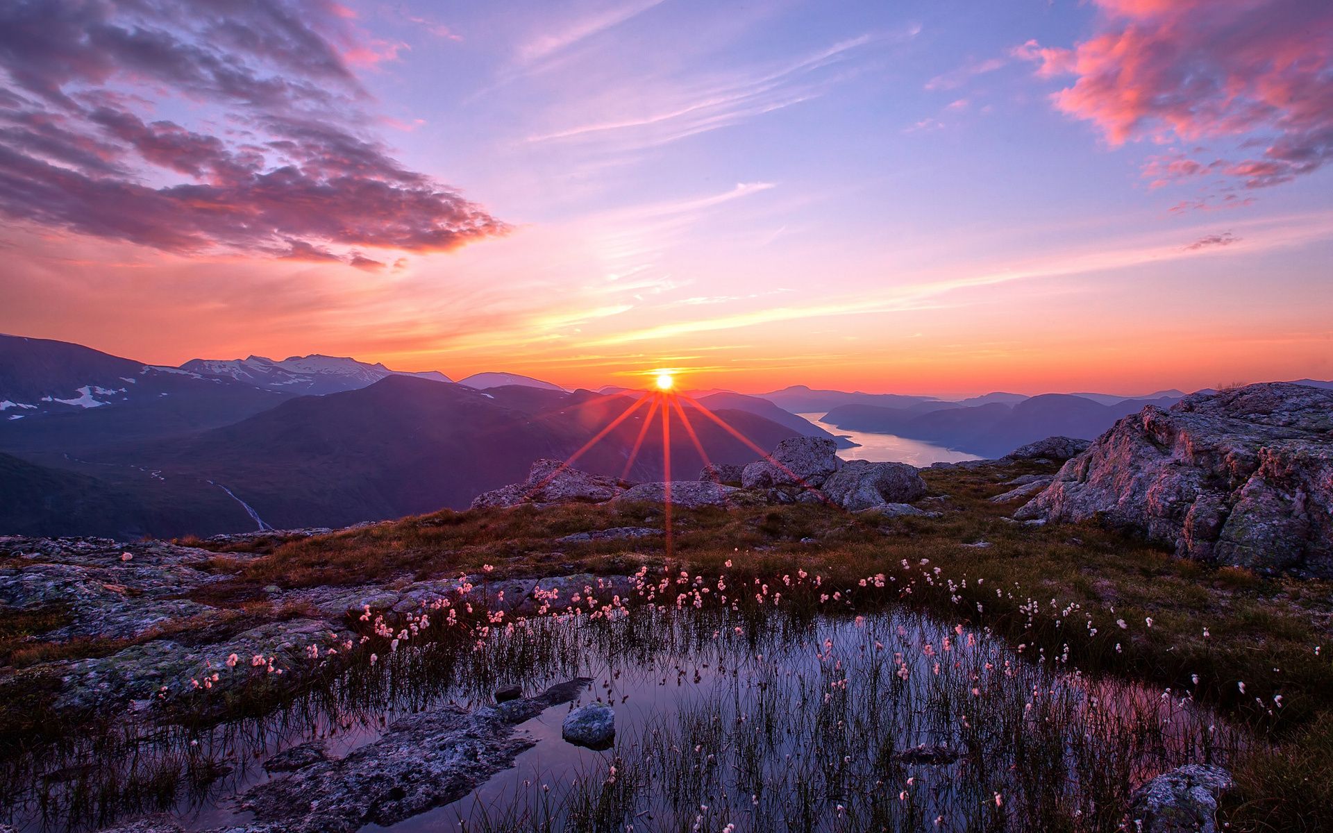 mountain sunset background