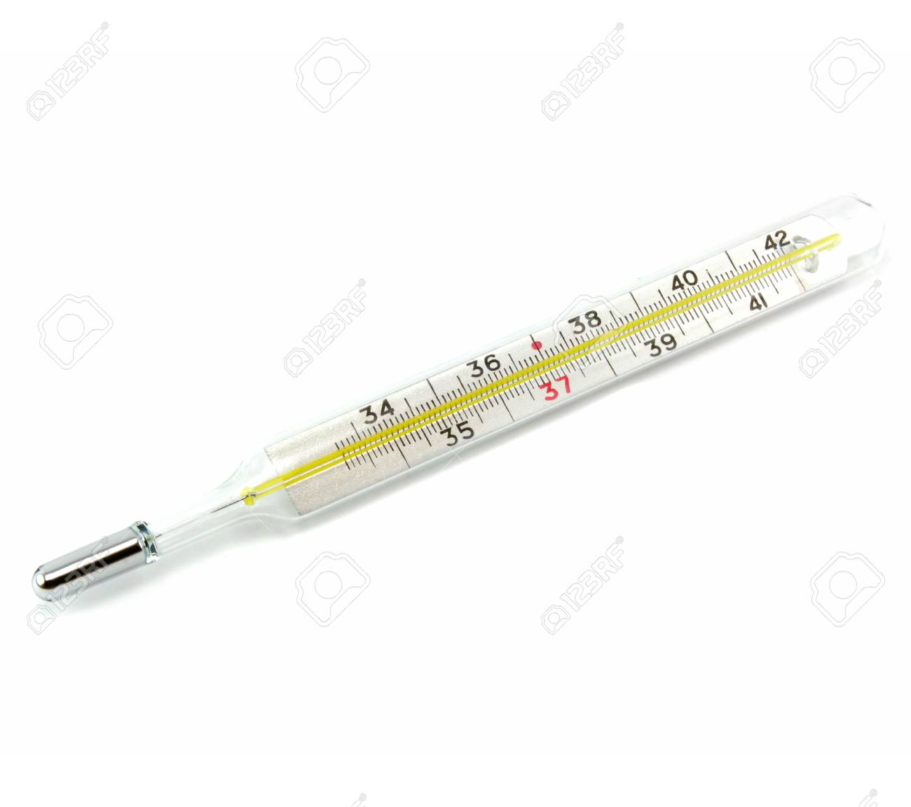 Clinical Mercury Thermometer Isolated On A White Background Stock