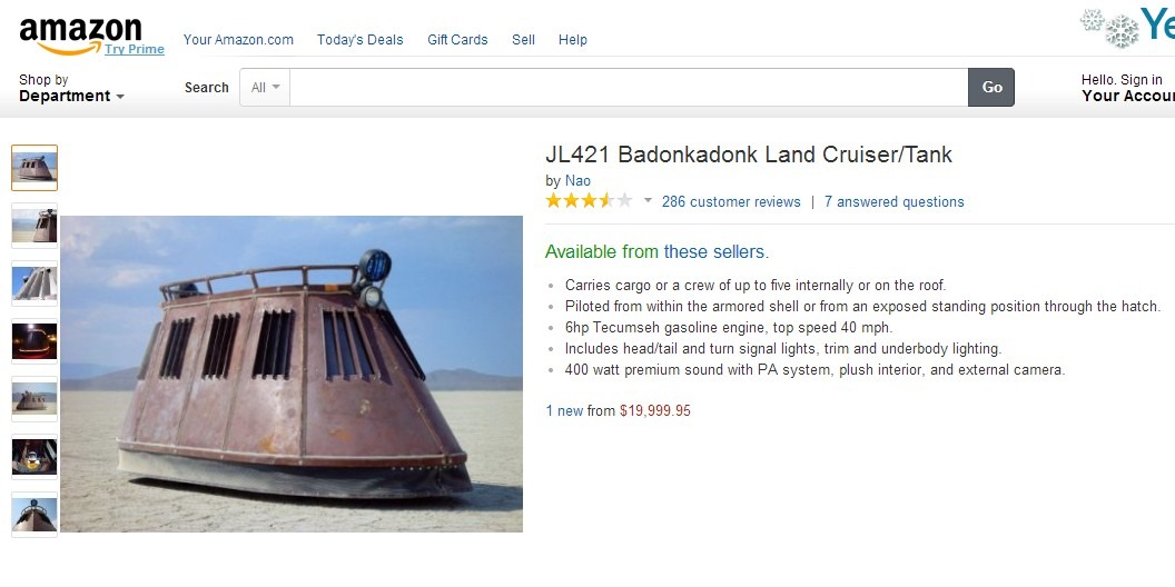 Jl421 Badonkadonk Land Cruiser Tank Available From Amazon