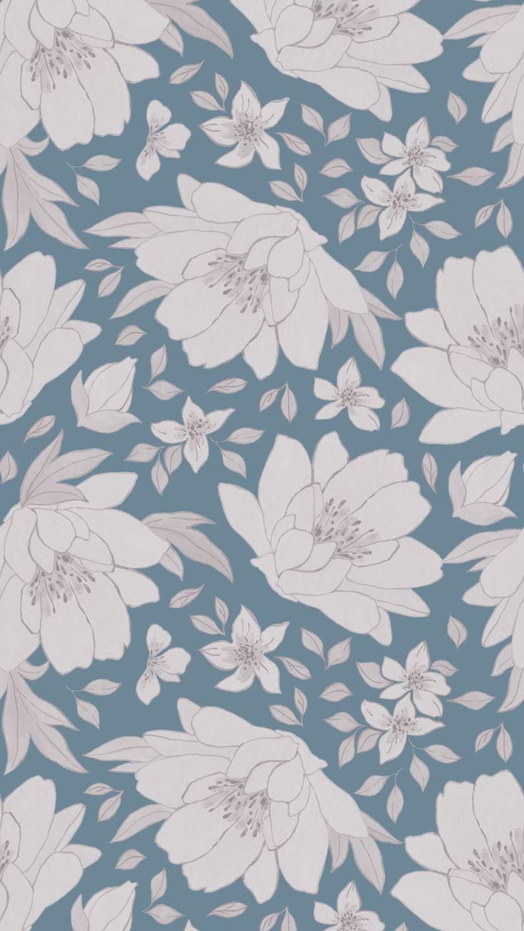 Cerulean Floral Aesthetic Wallpaper In