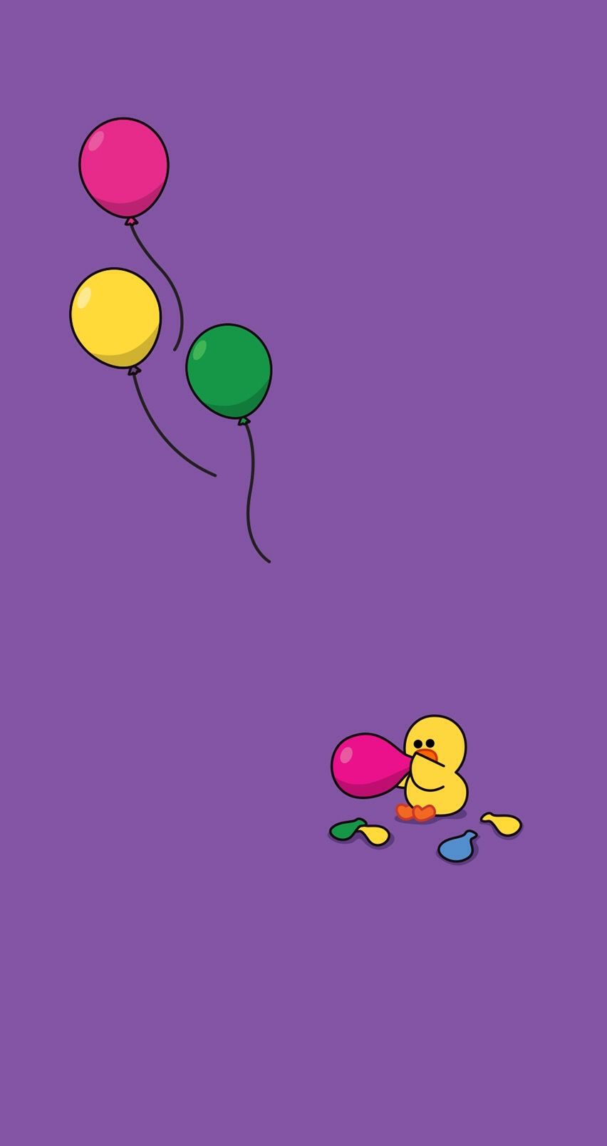 Chick Blowing Balloons Wallpaper Cartoon Animated And People