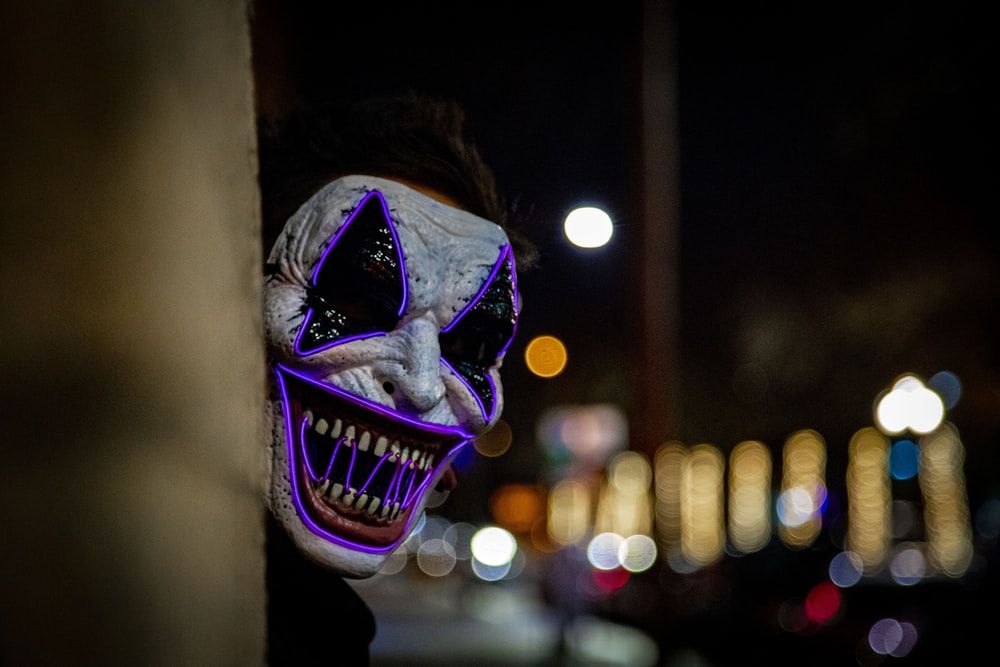 Scary Clown Mask With Purple Lining Pictures Photos And Image