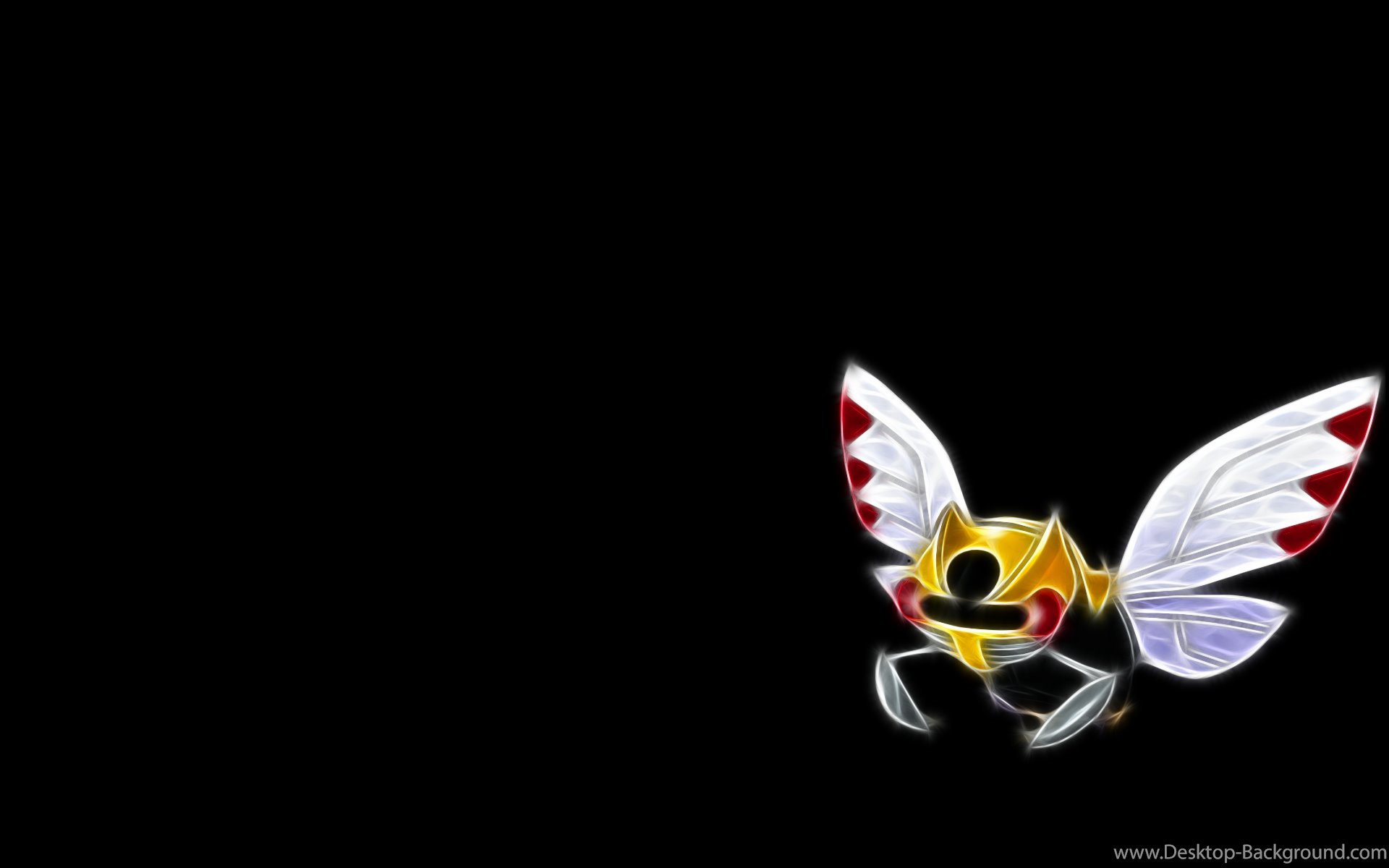 Stylized image of the Pokémon Ninjask against a black background
