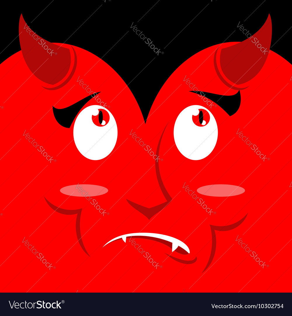 Surprised Face Of Devil On Red Background Vector Image