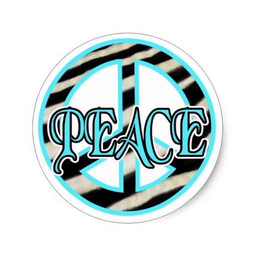 Zebra Print Peace Sign Classic Round Sticker
