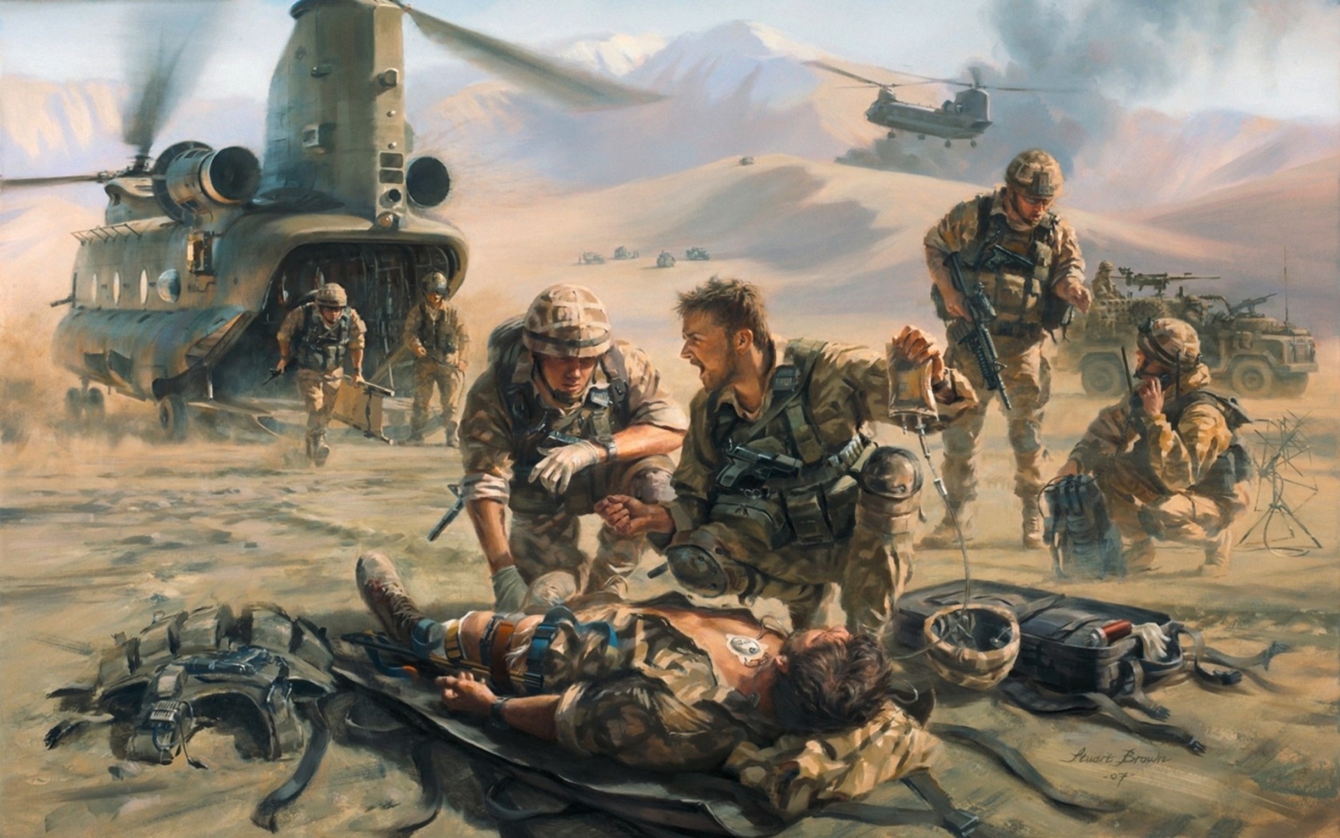 Art Painting Military Battles War Warriors Soldiers Vehicles