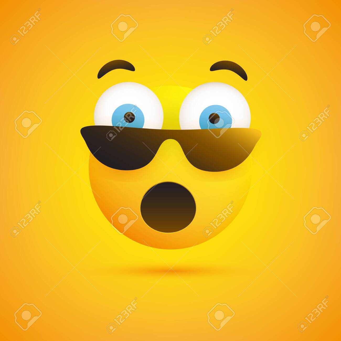 Emoji With Surprised Face Open Mouth And Eyes Sunglasses