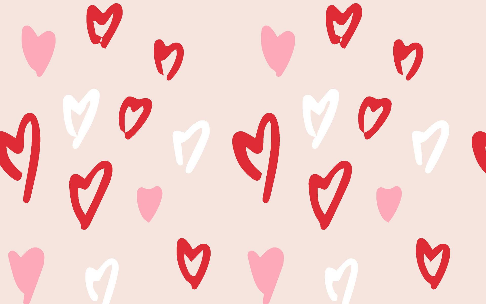 Red And White Aesthetic Heart Valentines Day Desktop