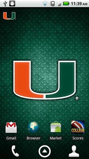 Licensed Miami Hurricanes Revolving Wallpaper App With The Background