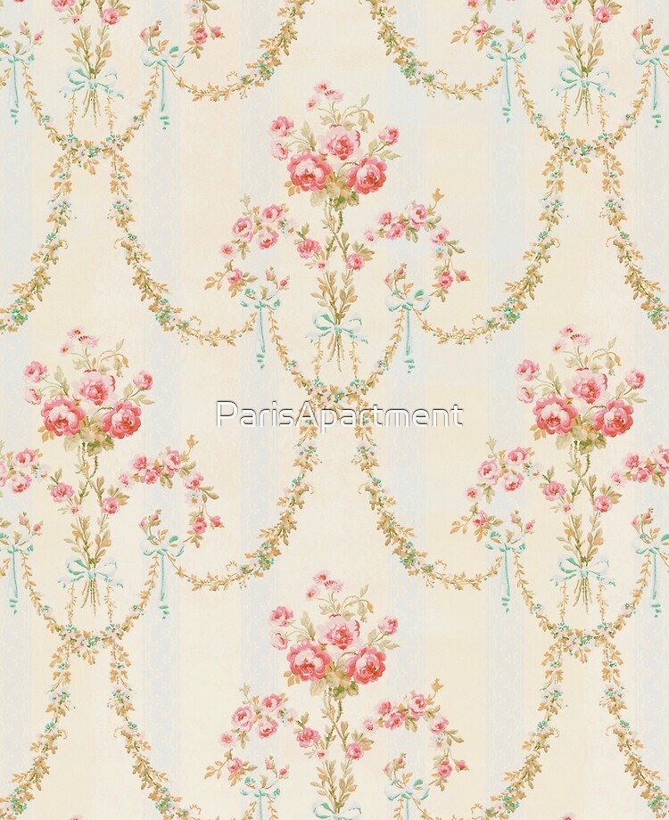 Free download Rococo Vintage French Floral Wallpaper With Roses Ribbons