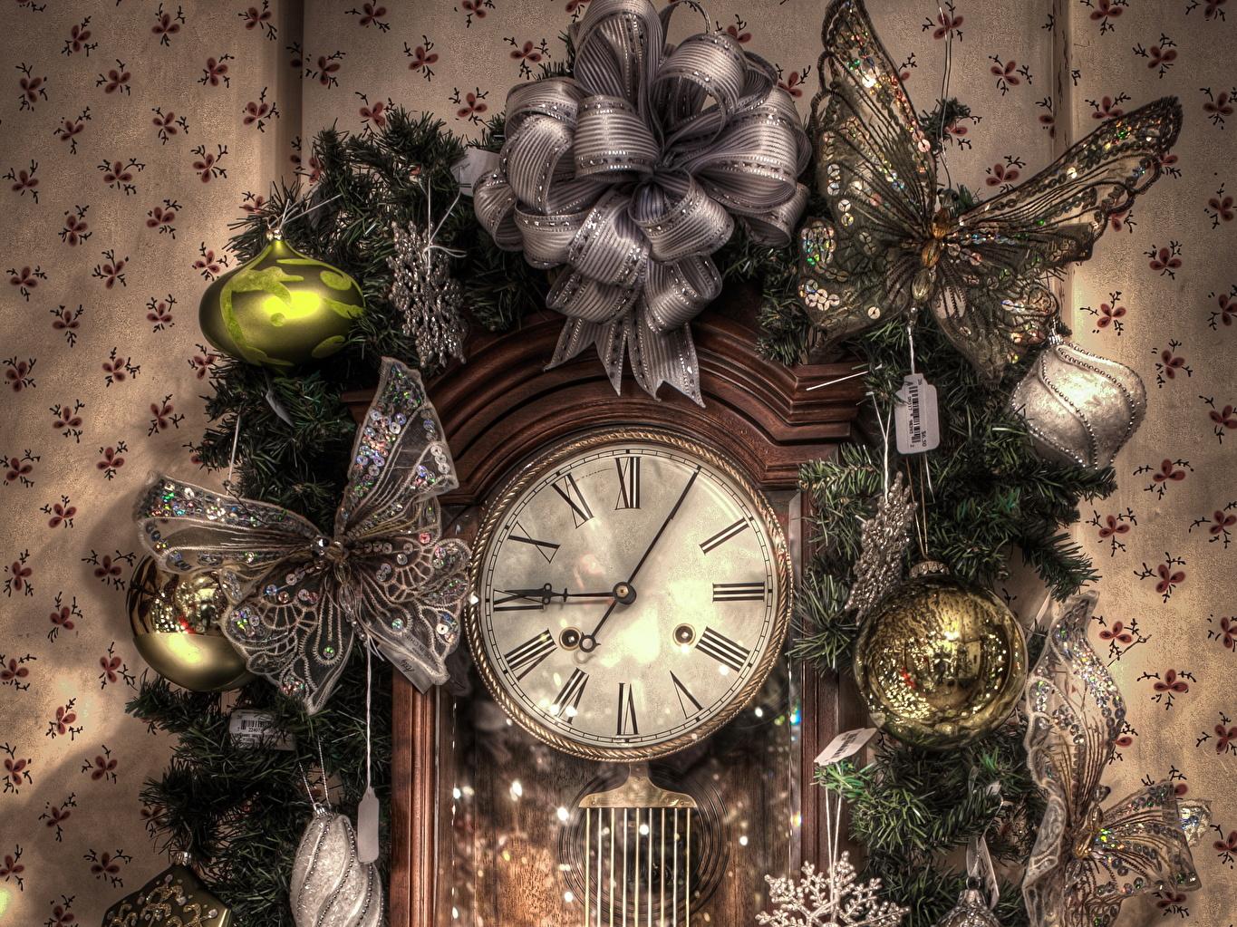 Images Butterflies Christmas HDR Clock Holidays