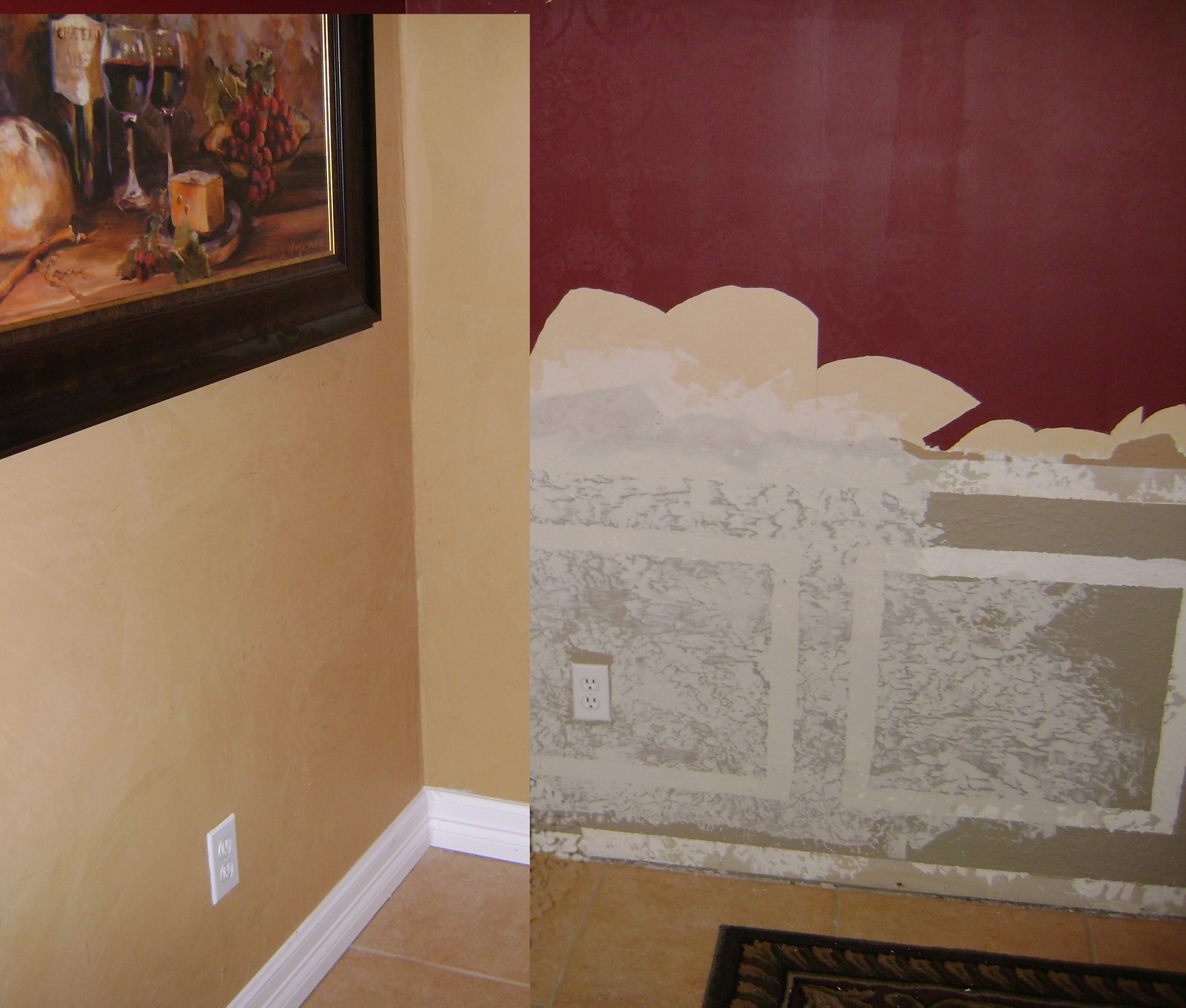 Veian Plaster Directly Over Wallpaper Before And After