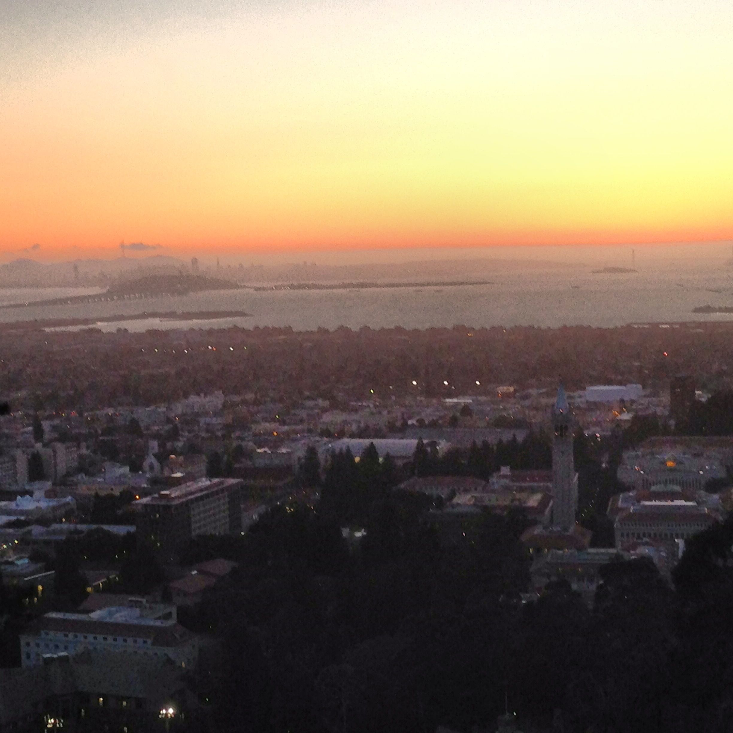 Sunset From The Big C Of Berkeley And Sf In Background