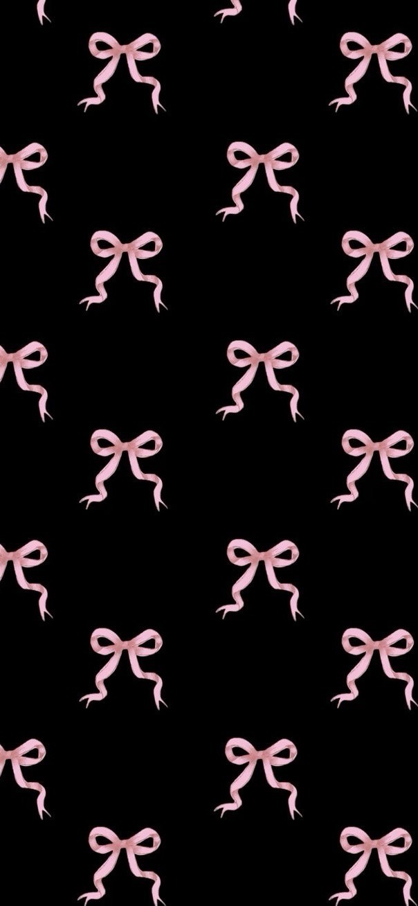 Girly Pink Ribbons Pattern On A Dark Background iPhone Wallpaper
