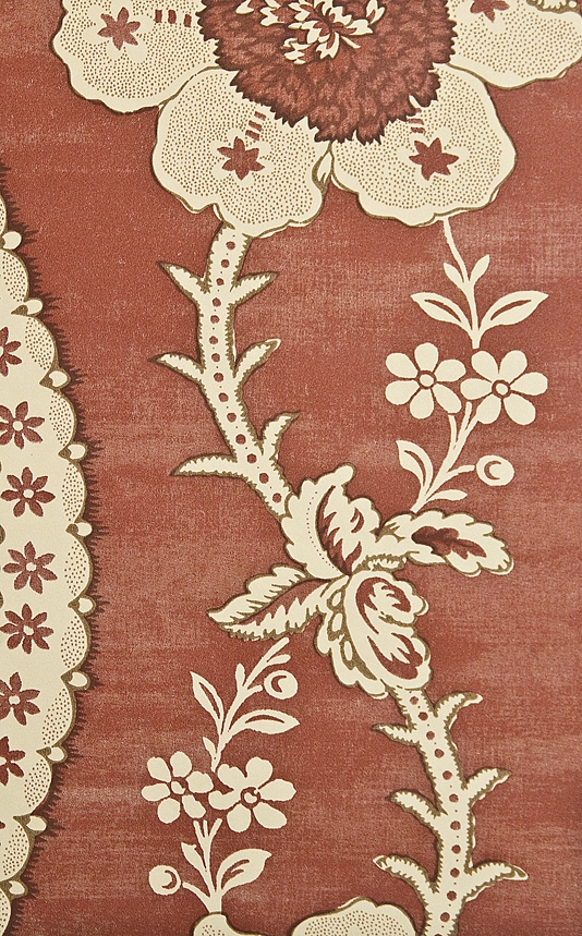 Toile De Lapins Wallpaper Traditional French Floral Mute Red