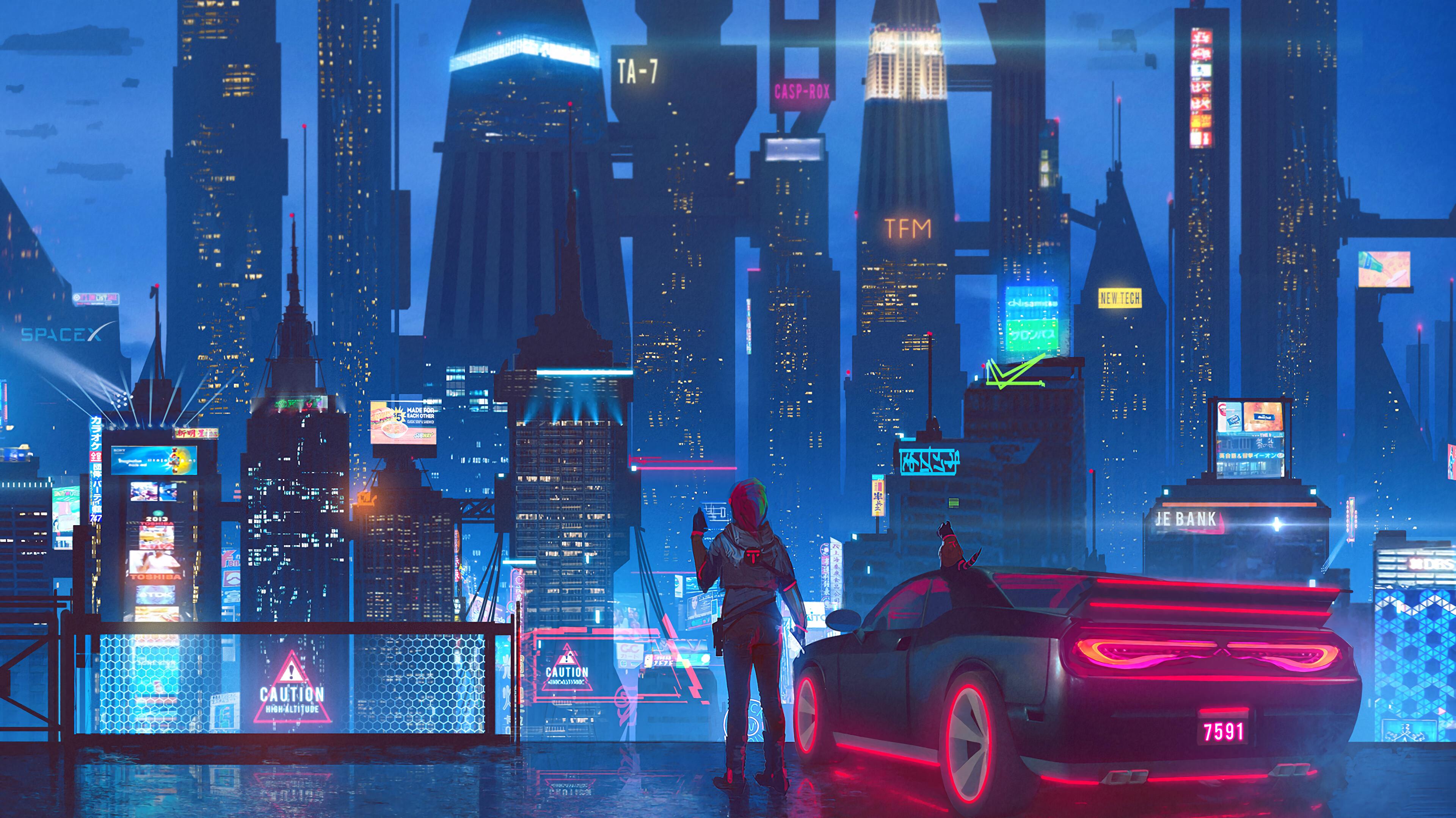Cyberpunk Night City Car Buildings 4k Wallpaper